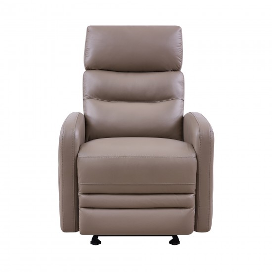 Tristan Contemporary Recliner in Greige Genuine Leather