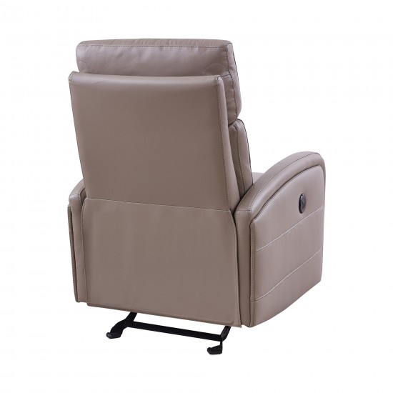 Tristan Contemporary Recliner in Greige Genuine Leather