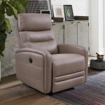 Tristan Contemporary Recliner in Greige Genuine Leather