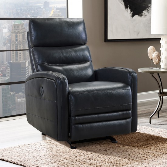 Tristan Contemporary Recliner in Pewter Genuine Leather