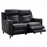 Wisteria Loveseat in Light Brown Wood Finish and Black Genuine Leather