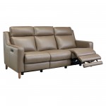 Wisteria Contemporary Sofa in Light Brown Wood Finish and Taupe Genuine Leather