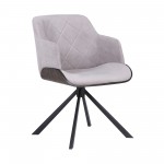 Puma Mid-Century Dining Chair in Black Powder Coated Finish with Gray Velvet