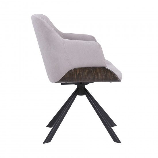 Puma Mid-Century Dining Chair in Black Powder Coated Finish with Gray Velvet