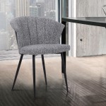 Orchid Dining Chair in Black Powder Coated Finish with Gray Fabric