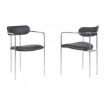 Gwen Contemporary Dining Chair in Chrome Finish - Set of 2