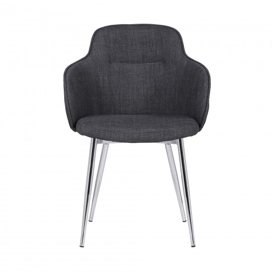 Tammy Contemporary Dining Chair in Chrome Brushed Finish and Charcoal Fabric