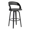 Shelly 26" Counter Height Swivel Grey Faux Leather and Black Wood Bar Stool