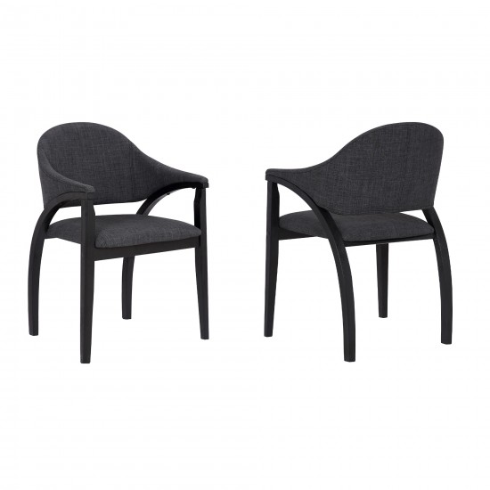 Meadow Contemporary Dining Chair in Black Brush Wood Finish - Set of 2