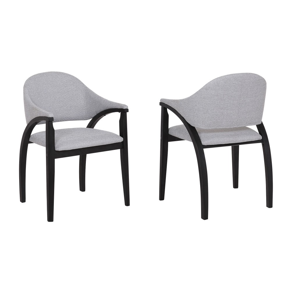 Meadow Dining Chair in Black Brush Wood Finish and Gray Fabric - Set of 2