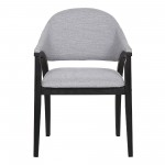 Meadow Dining Chair in Black Brush Wood Finish and Gray Fabric - Set of 2