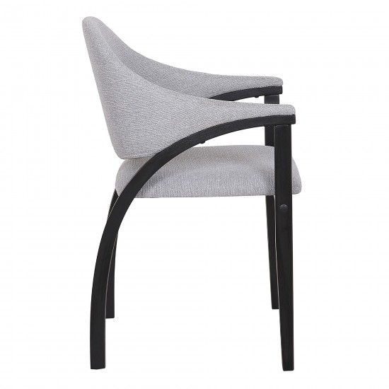Meadow Dining Chair in Black Brush Wood Finish and Gray Fabric - Set of 2