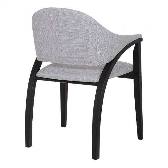 Meadow Dining Chair in Black Brush Wood Finish and Gray Fabric - Set of 2