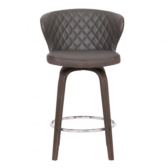 Mynette 26" Swivel Brown Faux Leather Bar Stool