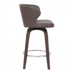 Mynette 26" Swivel Brown Faux Leather Bar Stool