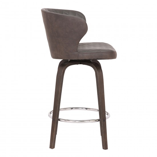 Mynette 26" Swivel Brown Faux Leather Bar Stool