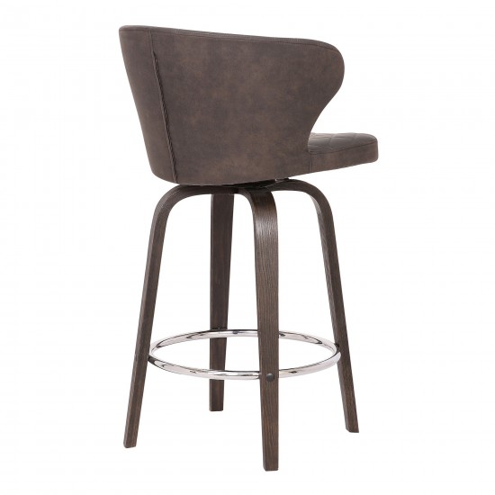 Mynette 26" Swivel Brown Faux Leather Bar Stool