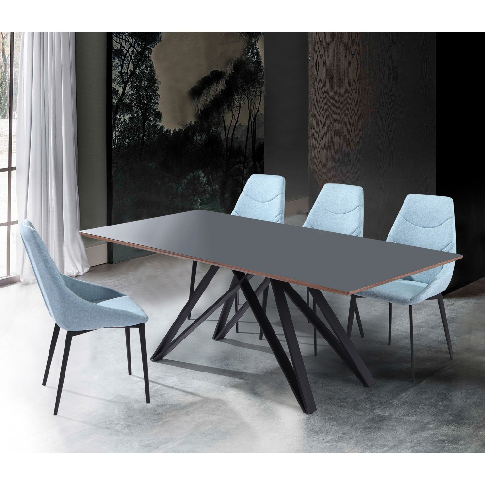 Urbino Contemporary Gray Glass 5 Piece Metal Dining Set