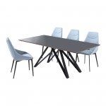 Urbino Contemporary Gray Glass 5 Piece Metal Dining Set