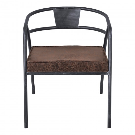 Paisley Modern Dining Chair in Industrial Gray Finish and Brown Fabric