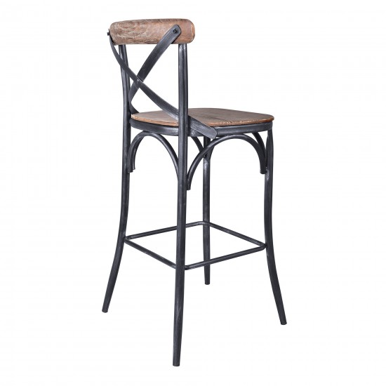 Sloan Industrial 30" Bar Height Barstool in Industrial Gray and Pine Wood