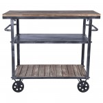 Reign Industrial Kitchen Cart in Industrial Gray and Pine Wood