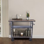 Reign Industrial Kitchen Cart in Industrial Gray and Pine Wood