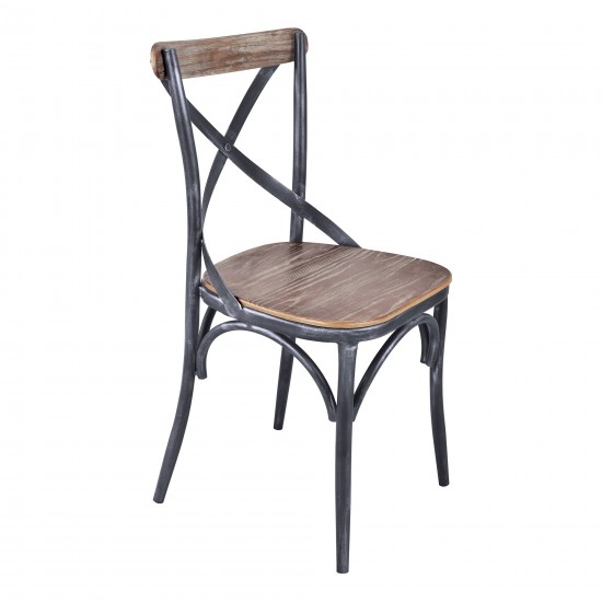 Sloan Industrial Dining Chair in Industrial Gray and Pine Wood - Set of 2