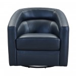 Desi Contemporary Swivel Accent Chair in Black Genuine Leather