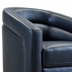 Desi Contemporary Swivel Accent Chair in Black Genuine Leather