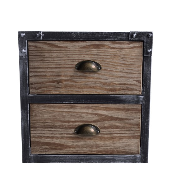 Nyx Industrial 3-Drawer End Table in Industrial Gray and Pine Wood