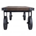 Trego Industrial Coffee Table in Industrial Gray and Pine Wood Top