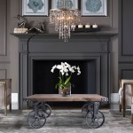 Trego Industrial Coffee Table in Industrial Gray and Pine Wood Top