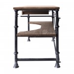 Theo Industrial Desk in Industrial Gray and Pine Wood Top