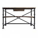 Theo Industrial Desk in Industrial Gray and Pine Wood Top