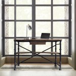 Theo Industrial Desk in Industrial Gray and Pine Wood Top