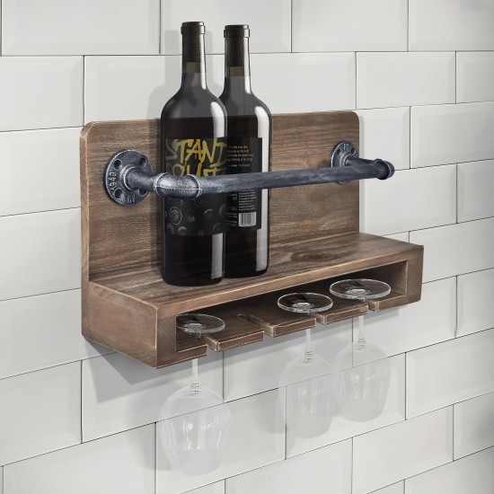 Vox Industrial Wine Rack in Industrial Gray and Pine Wood