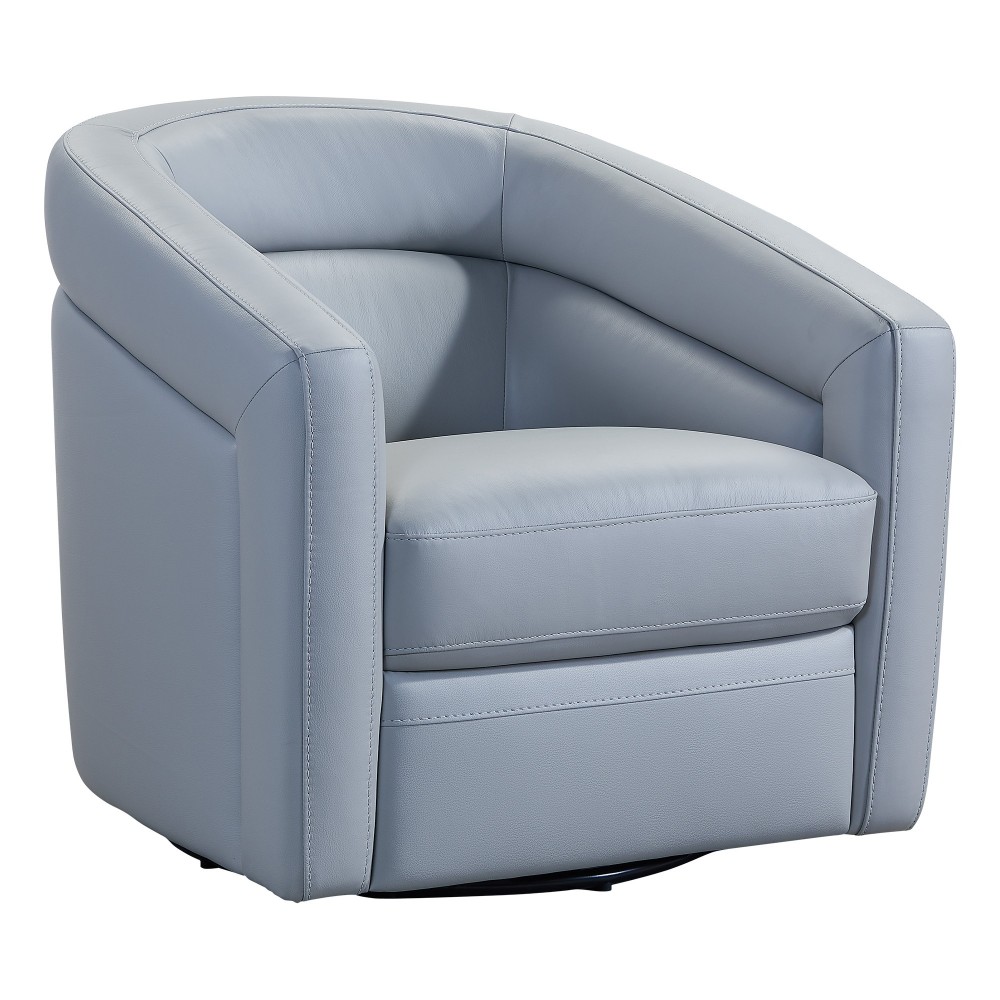 Desi Contemporary Swivel Accent Chair in Dove Gray Genuine Leather