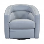 Desi Contemporary Swivel Accent Chair in Dove Gray Genuine Leather