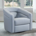 Desi Contemporary Swivel Accent Chair in Dove Gray Genuine Leather