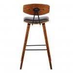 Fox 25.5" Counter Height Brown Faux Leather and Walnut Wood Bar Stool