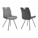 Coronado Contemporary Dining Chair in Gray and Pewter Fabric - Set of 2