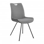 Coronado Contemporary Dining Chair in Gray and Pewter Fabric - Set of 2