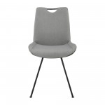 Coronado Contemporary Dining Chair in Gray and Pewter Fabric - Set of 2