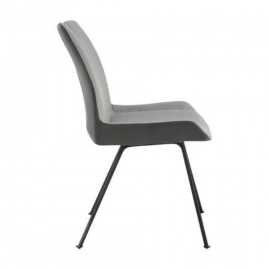 Coronado Contemporary Dining Chair in Gray and Pewter Fabric - Set of 2