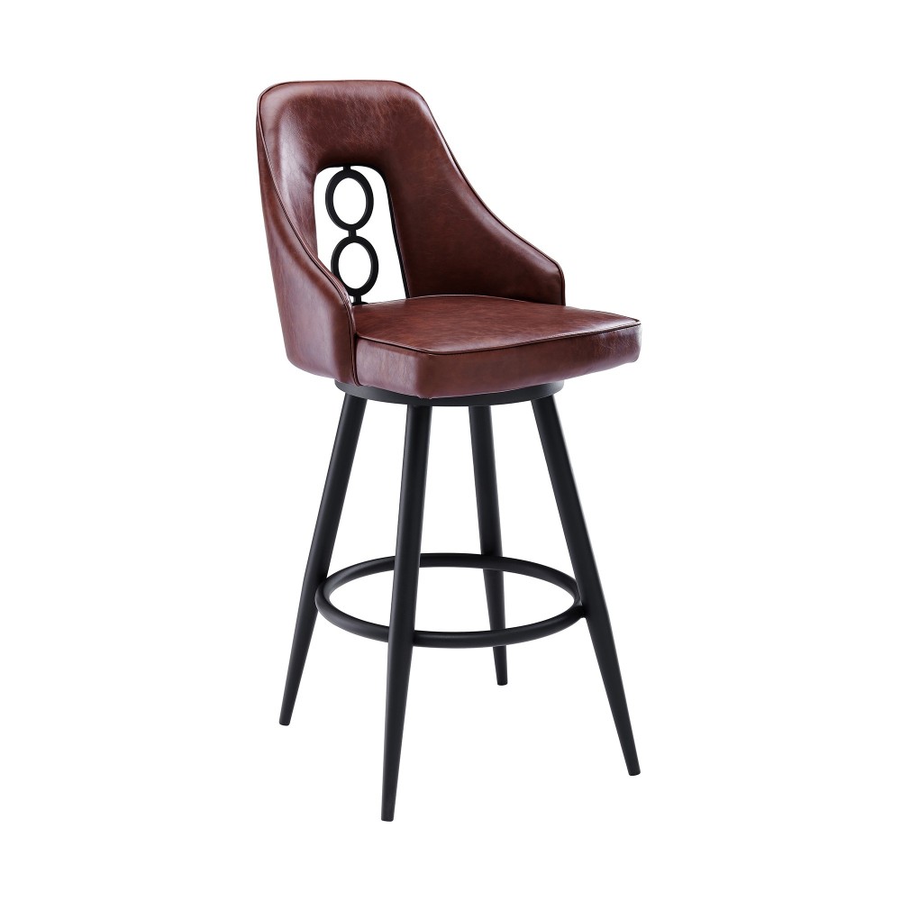 Ruby Contemporary 30" Bar Height Barstool in Black Powder Coated Finish