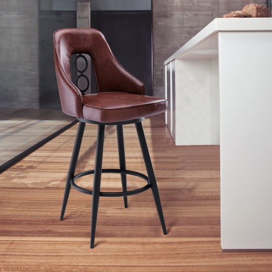 Ruby Contemporary 30" Bar Height Barstool in Black Powder Coated Finish