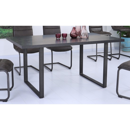 Newark Contemporary Dining Table in Gray and Rusted Black