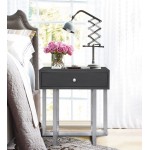 Knight Contemporary Lamp Table in Brushed Stainless Steel Finish with Gray Top