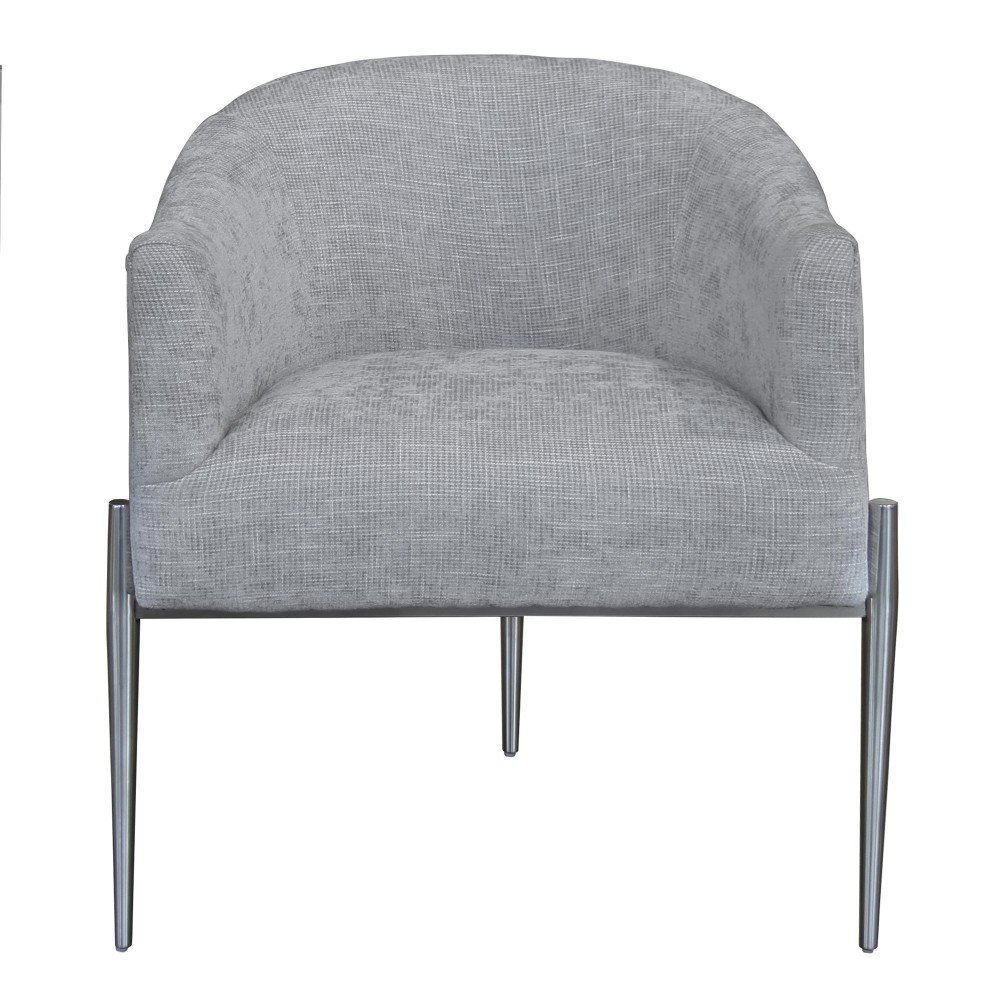 Jolie Accent Chair in Polished Stainless Steel Finish and Silver Fabric